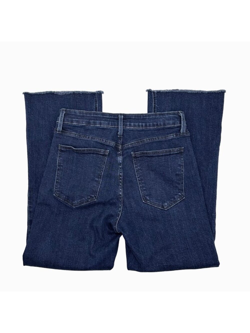 JUST BLACK DENIM BOOTCUT FRINGE BOTTOM DARK BLUE JEANS USA MADE - 29 6/8